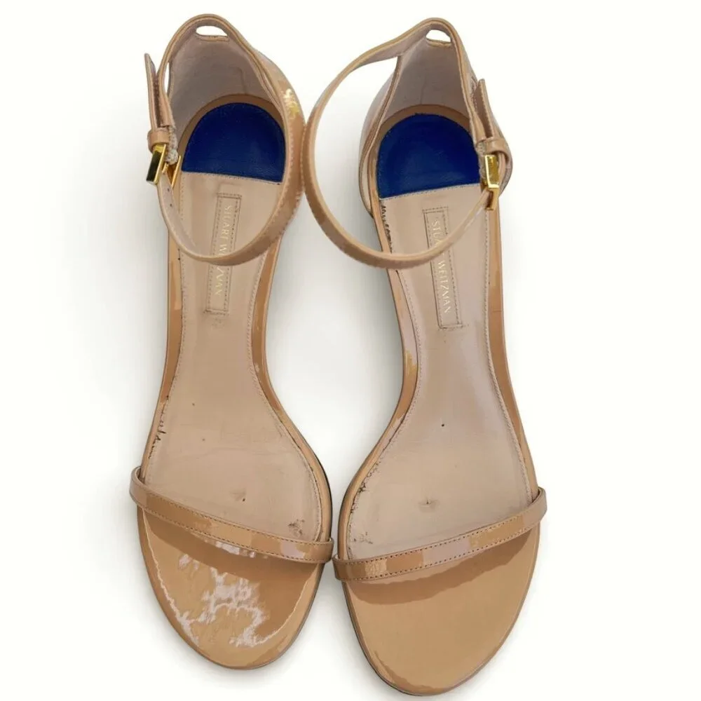 STUART WEITZMAN Nudist 75 Sandals Nude Heel 8.5 w/ Box Dustbag Classic